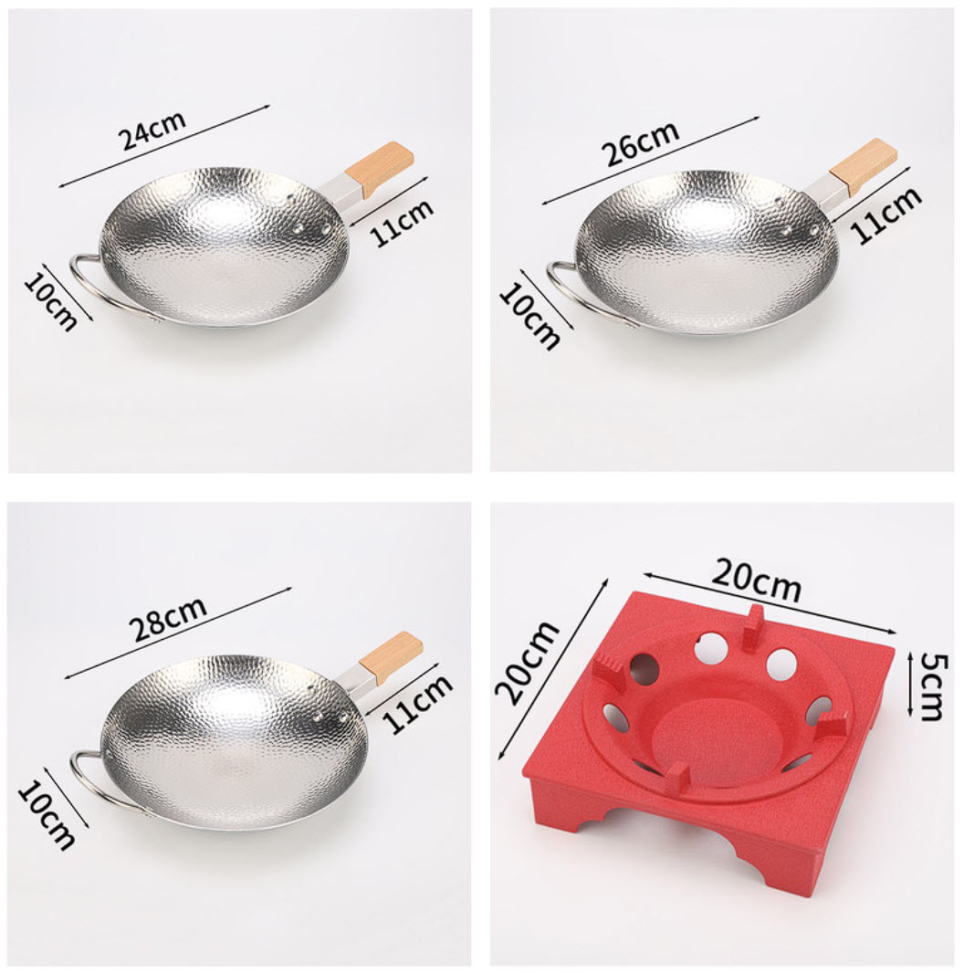 Bộ chảo inox 304 bếp cồn size 22-28cm OEM YKD2703