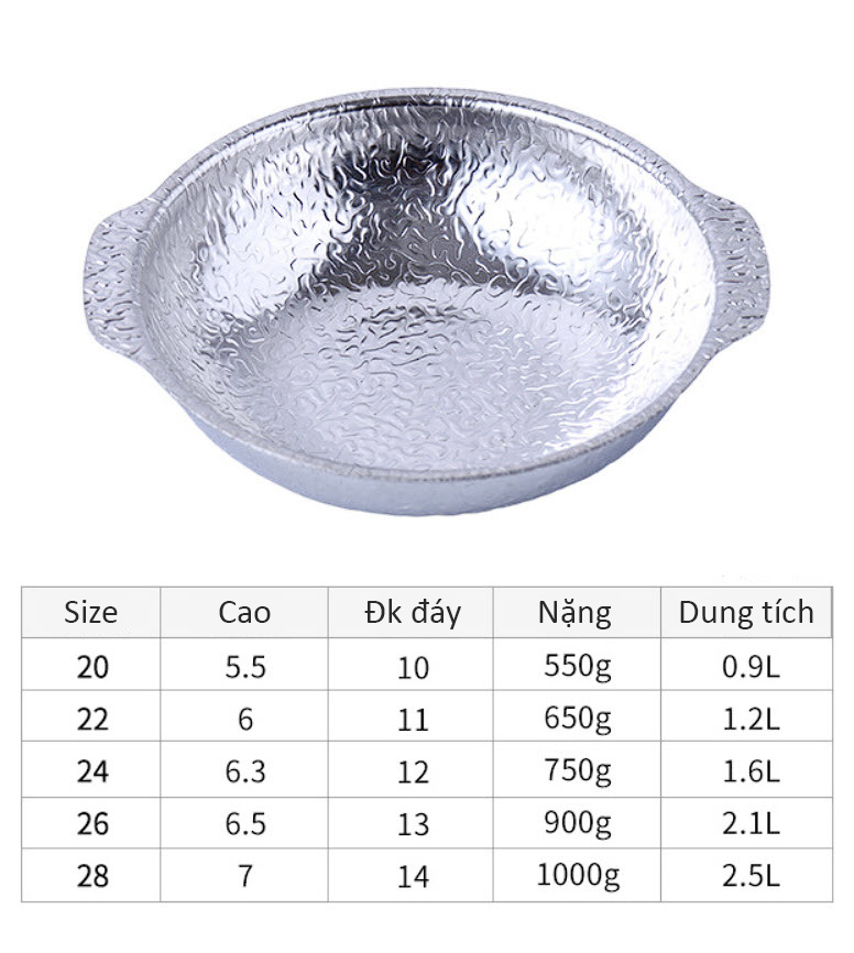 Nồi lẩu 3 lớp vân nổi size 20-28cm OEM XHG99