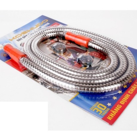 Dây dẫn gas vỏ bọc inox Koshudo 1.5m + tặng 2 cổ dê xiết (kẹp) ống dẫn gas - hàng chính hãng 100%