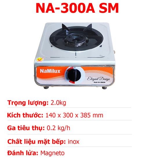 Bếp ga đơn Namilux NA-300A SM ( INOX ) tiết kiệm ga