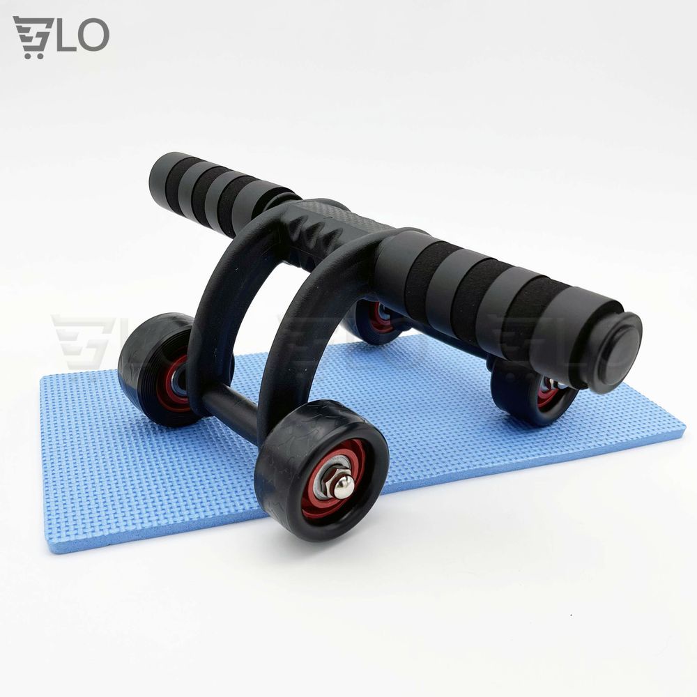 Con Lăn Tập Cơ Bụng 4 Bánh(AB Roller And Push Up Bar) Tặng Kèm Thảm Lót Gối