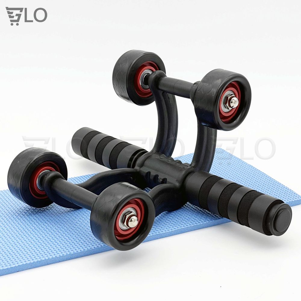 Con Lăn Tập Cơ Bụng 4 Bánh(AB Roller And Push Up Bar) Tặng Kèm Thảm Lót Gối