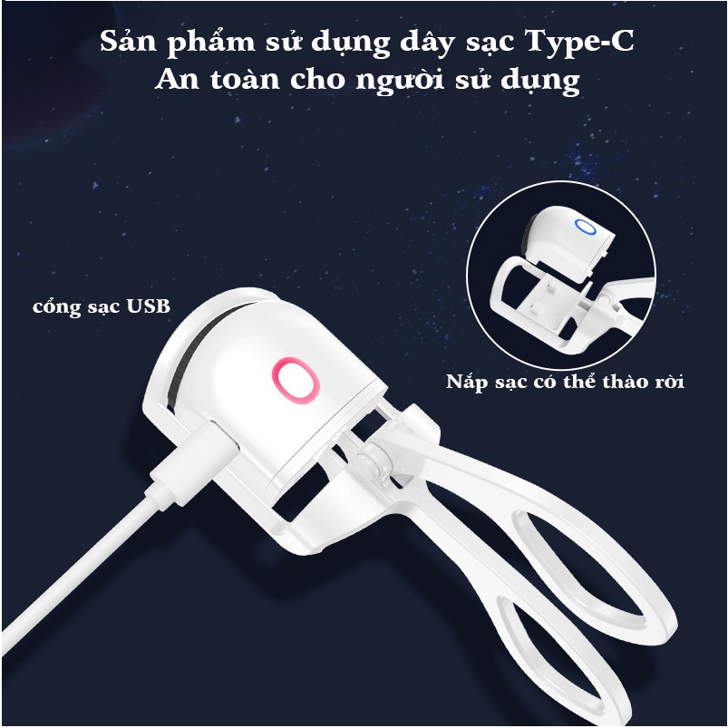 Dụng Cụ Uốn Lông Mi Bằng Nhiệt Sạc USB Với 2 Mức Nhiệt
