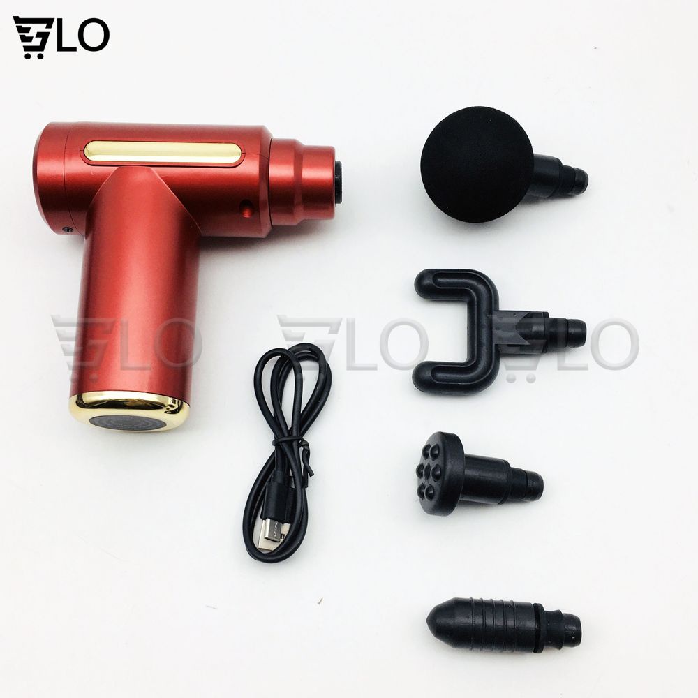 Súng Massage Fascial Gun Đấm Lưng Cầm Tay Đa Năng, Giãn Cơ Booster, Mát Xa Cổ Vai Gáy Với 4 Đầu Và 6 Chế Độ