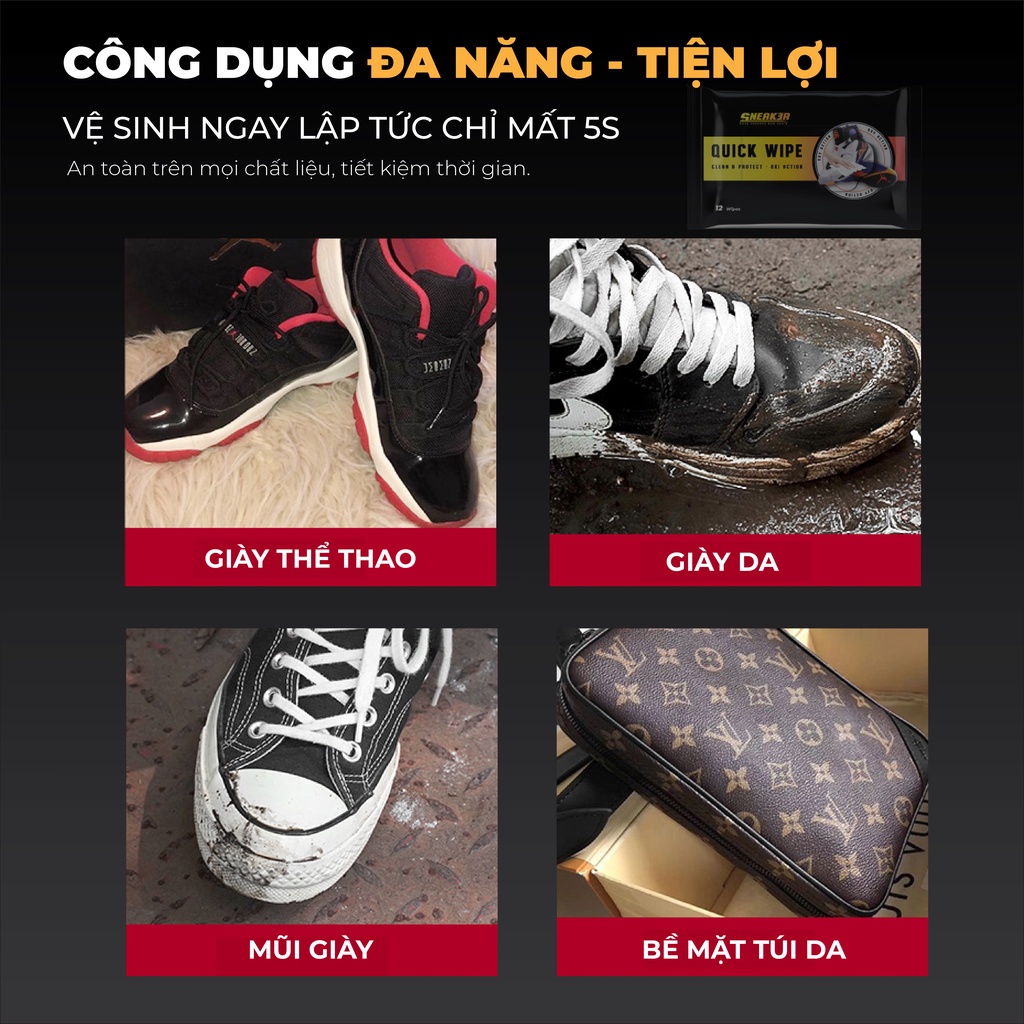 Khăn Lau Sạch Giày Nhanh Quick Wipe SNEAK3R Công Nghệ Oxi Action