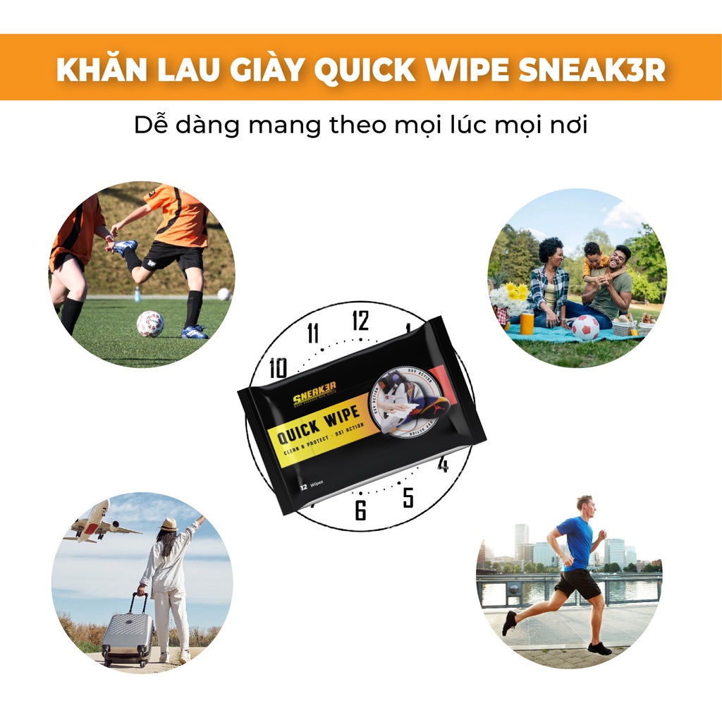 Khăn Lau Sạch Giày Nhanh Quick Wipe SNEAK3R Công Nghệ Oxi Action