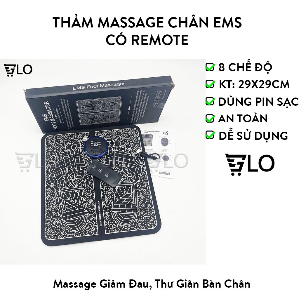Thảm Massage Bàn Chân EMS Có Remote, Màn Hình Led, Máy Mát Xa Giảm Đau Mỏi Bàn Chân, Thư Giãn Toàn Diện Thiết Kế Gấp
