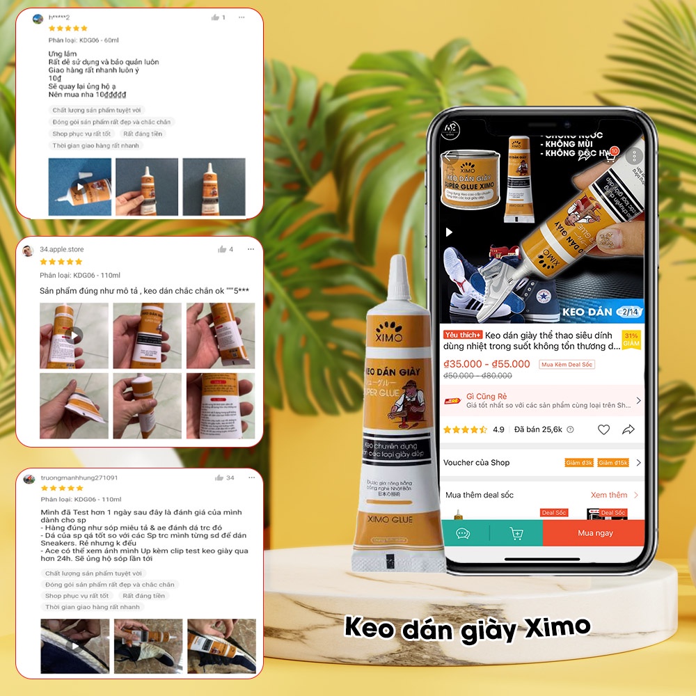Keo Dán Giày Thể Thao Siêu Dính Dùng Nhiệt Trong Suốt Không Tổn Thương Da Ximo