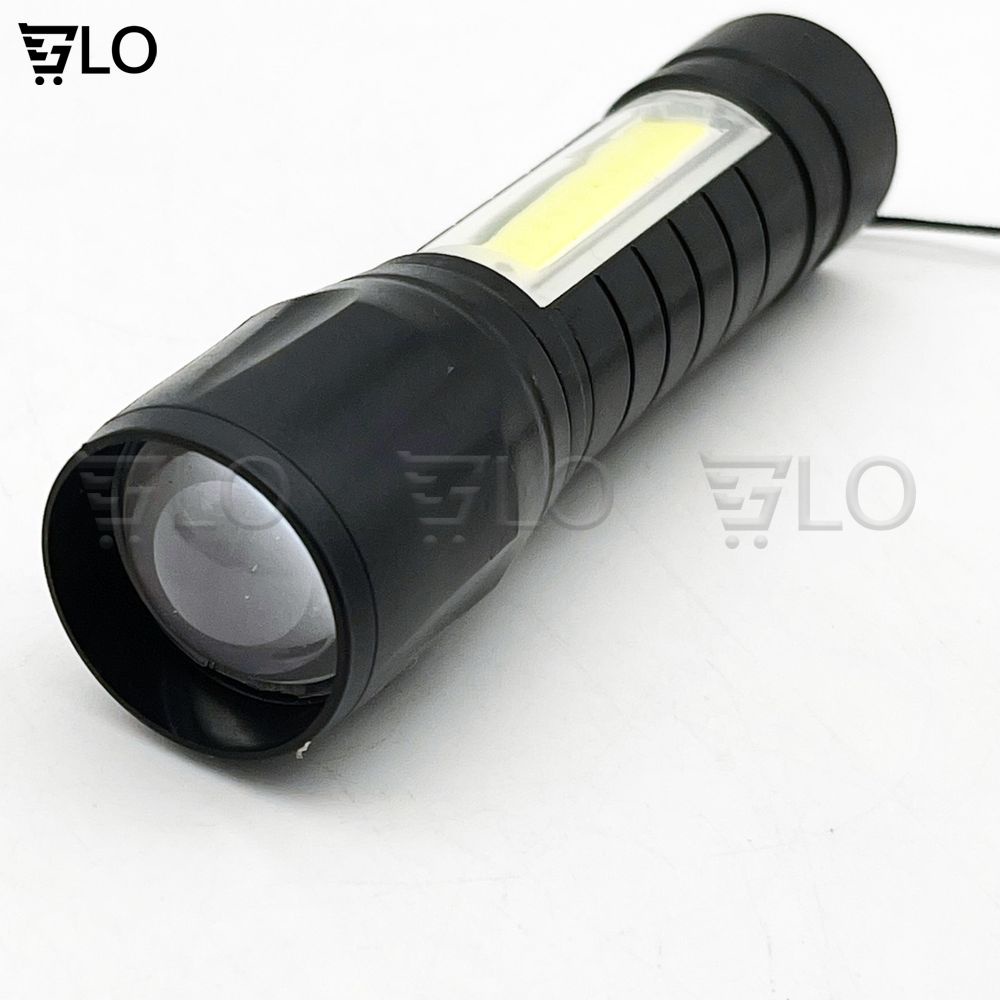 Đèn Pin Siêu Sáng Cao Cấp Mini M2, Có Zoom, 3 Chế Độ Sáng, Có Đèn COB Bên Hông, Kèm Dây Sạc Fullbox