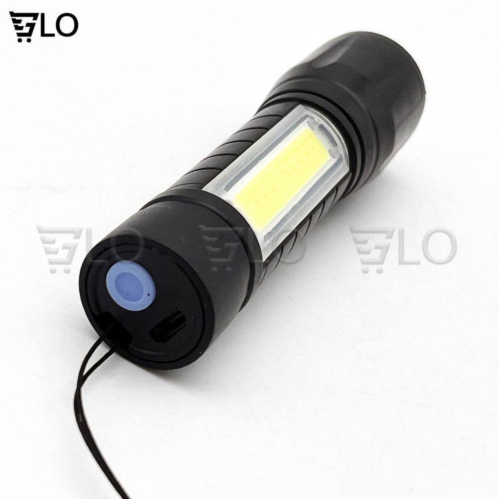 Đèn Pin Siêu Sáng Cao Cấp Mini M2, Có Zoom, 3 Chế Độ Sáng, Có Đèn COB Bên Hông, Kèm Dây Sạc Fullbox