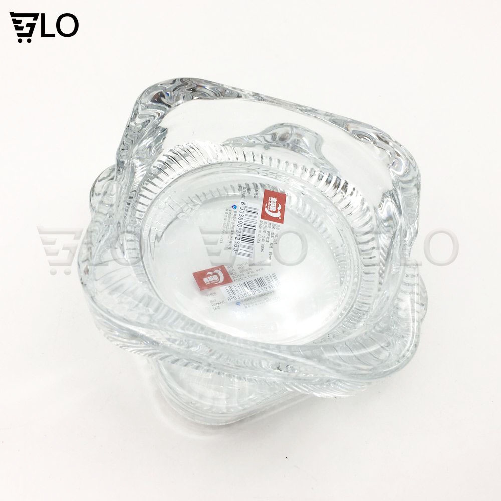 Gạt Tàn Thuốc Thủy Tinh Vuông Bông Nhỏ 9.2cm Cao Cấp