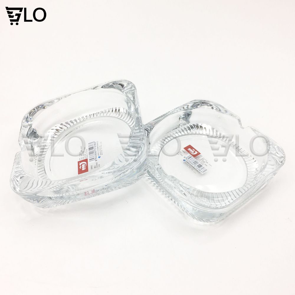 Gạt Tàn Thuốc Thủy Tinh Vuông Bông Nhỏ 9.2cm Cao Cấp