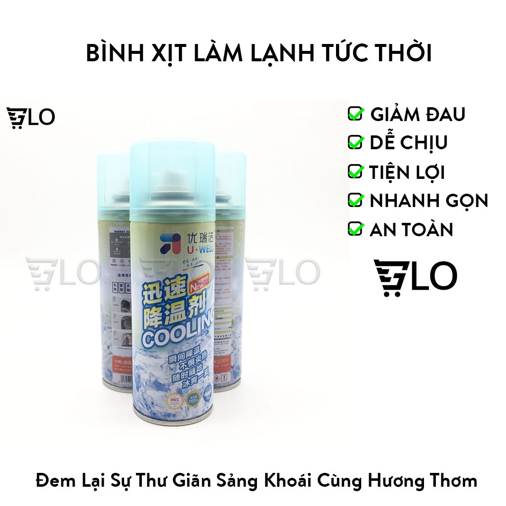 Bình Xịt Làm Lạnh Tức Thời, Giảm Đau Ngay Lập Tức, Chai Xịt Khử Mùi, Làm Mát Nội Thất Ô Tô 260ml