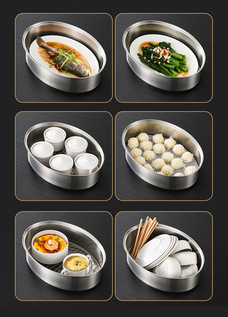 Nồi hấp cá inox 304 đa năng BXH14 nồi soup 24cm kèm 2 ngăn hấp