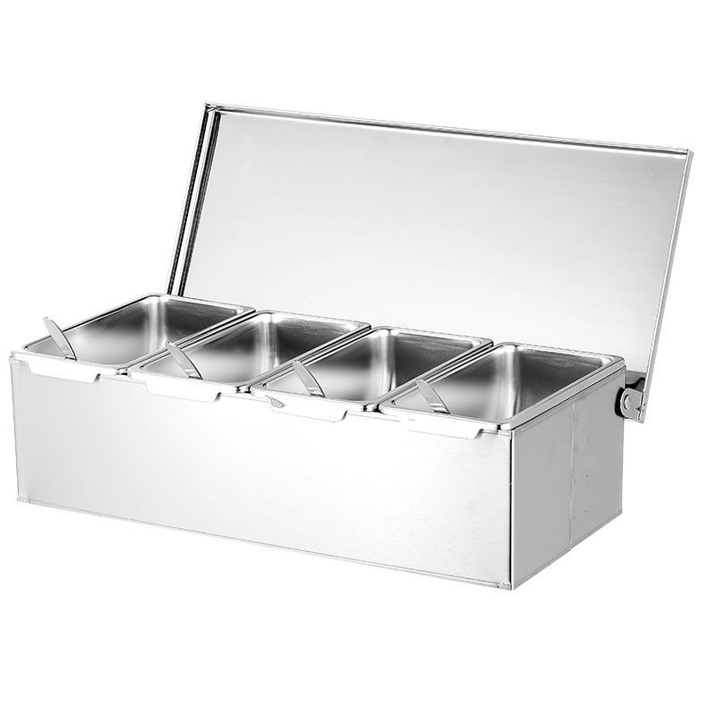 Khay đựng gia vị nhiều ngăn có nắp đậy bảo quản inox 304 BXH17