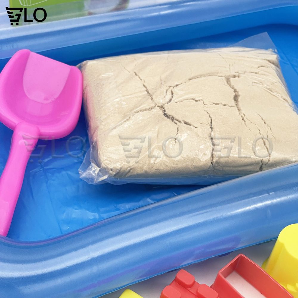 Hộp Đồ Chơi Cát Động Lực Dành Cho Bé, Đủ Bộ Khuôn, Bể, 1kg Cát Vi Sinh An Toàn Cho Trẻ Em