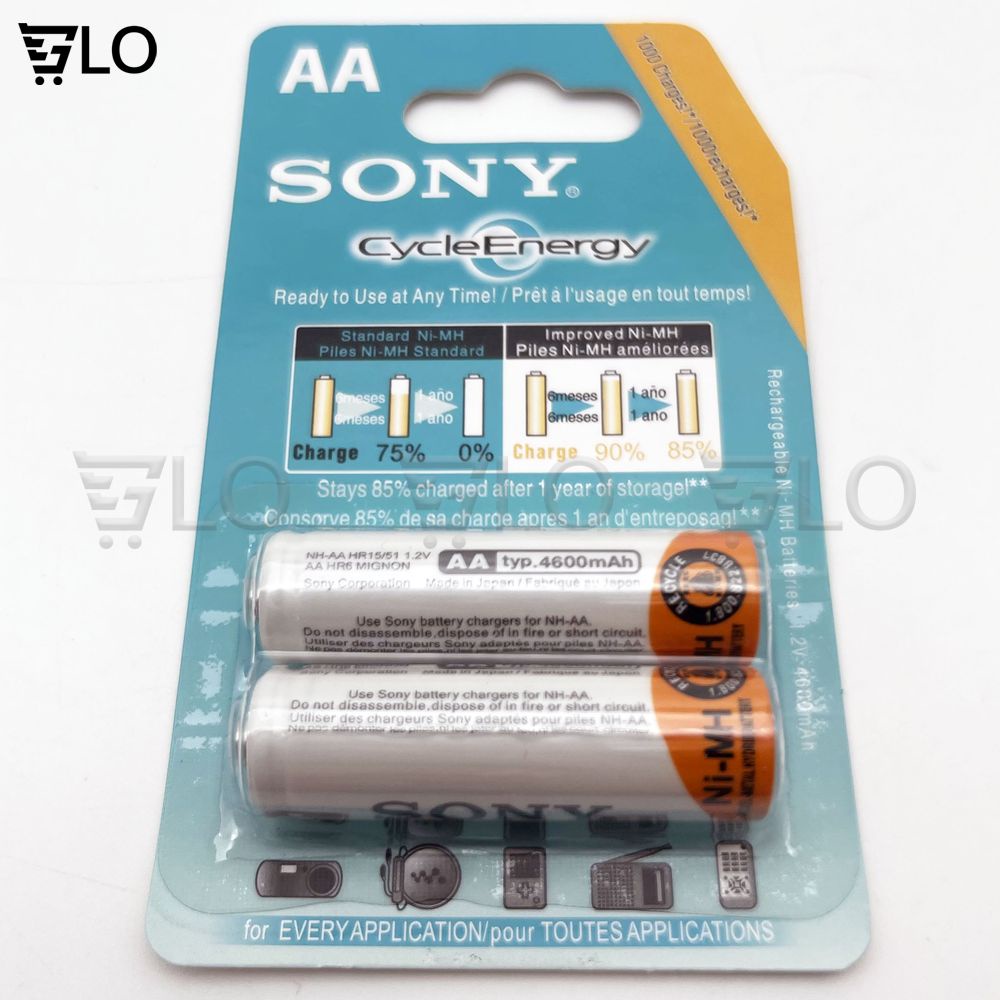 Vỉ 2 Viên Pin Sạc Sony AA(4600mah), AAA(4300mah) CycleEnergy