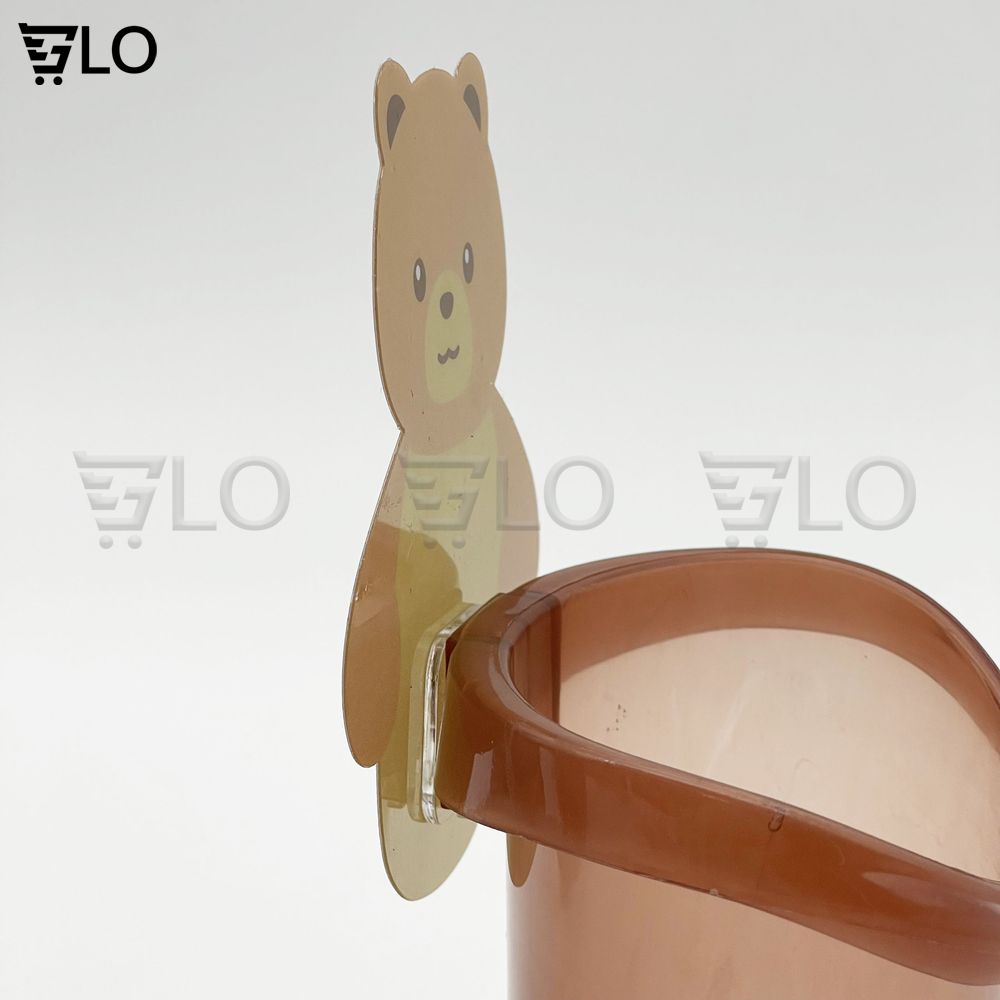 Cốc Ly Đựng Bàn Chải Đánh Răng Hình Gấu Nâu Dán Tường Dễ Thương