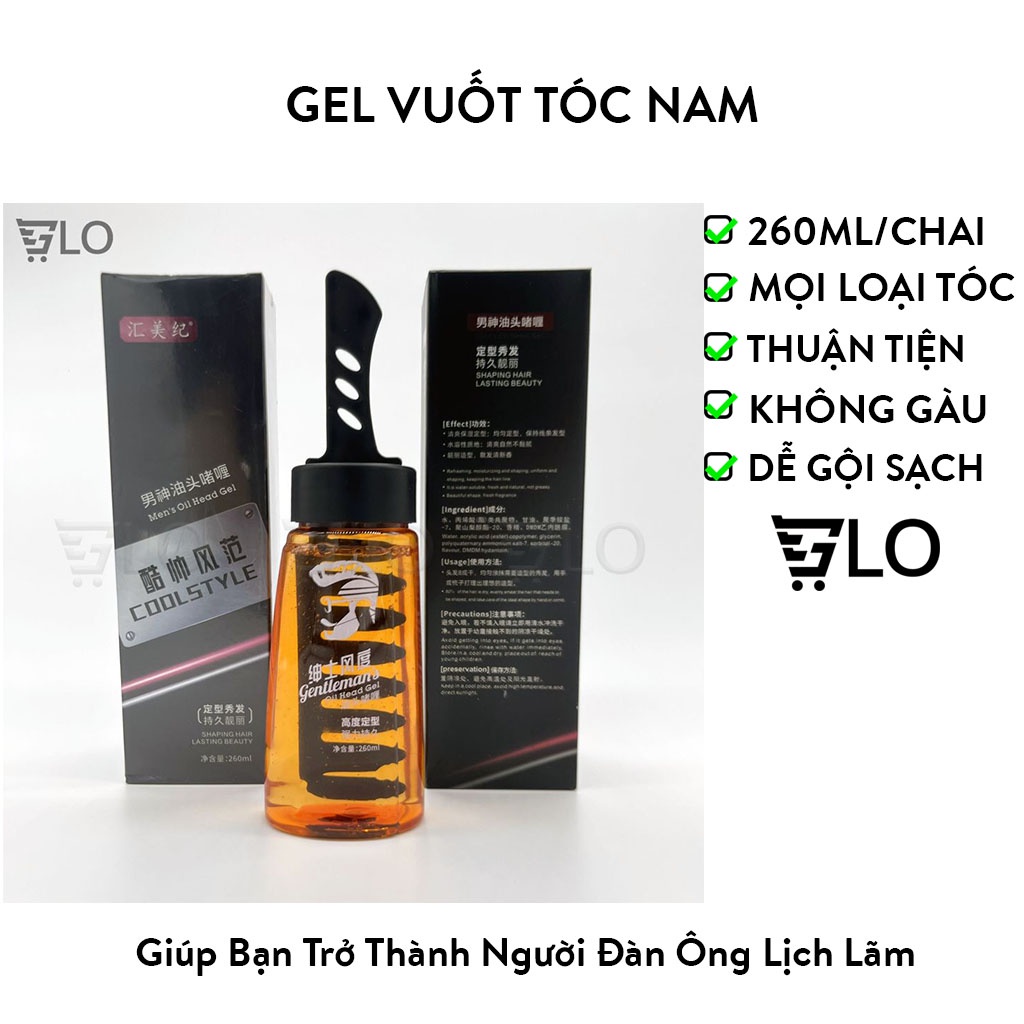 Gel Vuốt Tóc Nam Kèm Lược Cao Cấp Chai 260ml