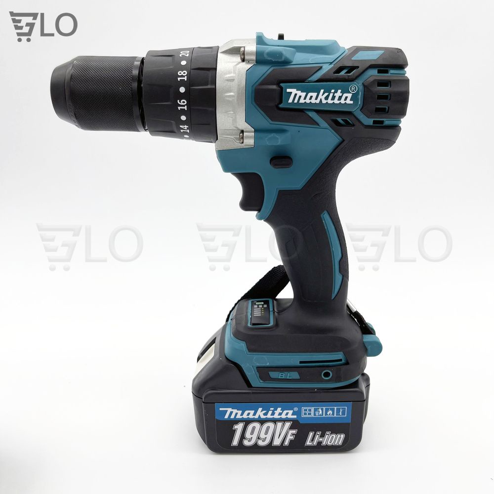 Máy Khoan Pin 199v Makita 3 Chức Năng Có Búa, Động Cơ Không Chổi Than