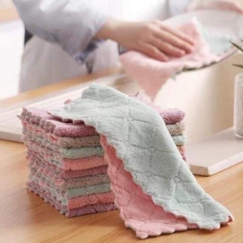 Khăn Lau Đa Năng Không Bụi Lau Màn Hình, Bếp, Bát Đĩa, Cốc Chén Siêu Thấm Nước, Chống Dính Dầu Mỡ Hai Mặt 15x26cm
