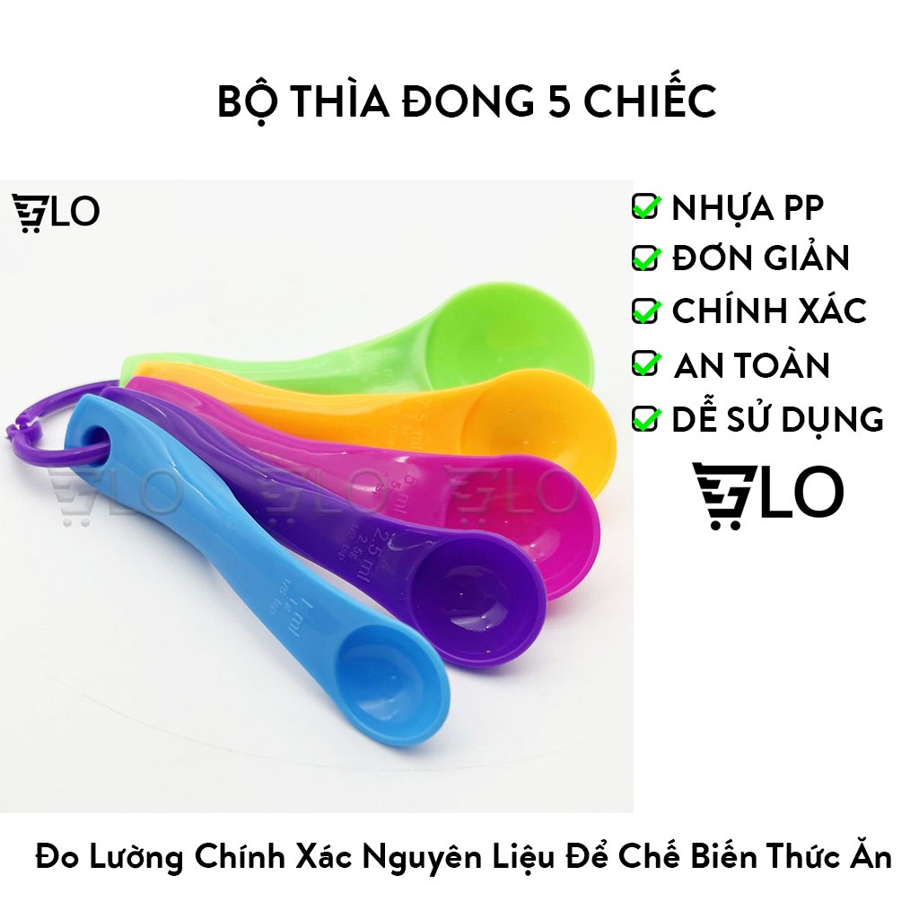 Bộ Thìa Đong 5 Chiếc Định Lương Dung Dịch, Muỗng Đong Gia Vị Nhà Bếp, Làm Bánh Ngọt