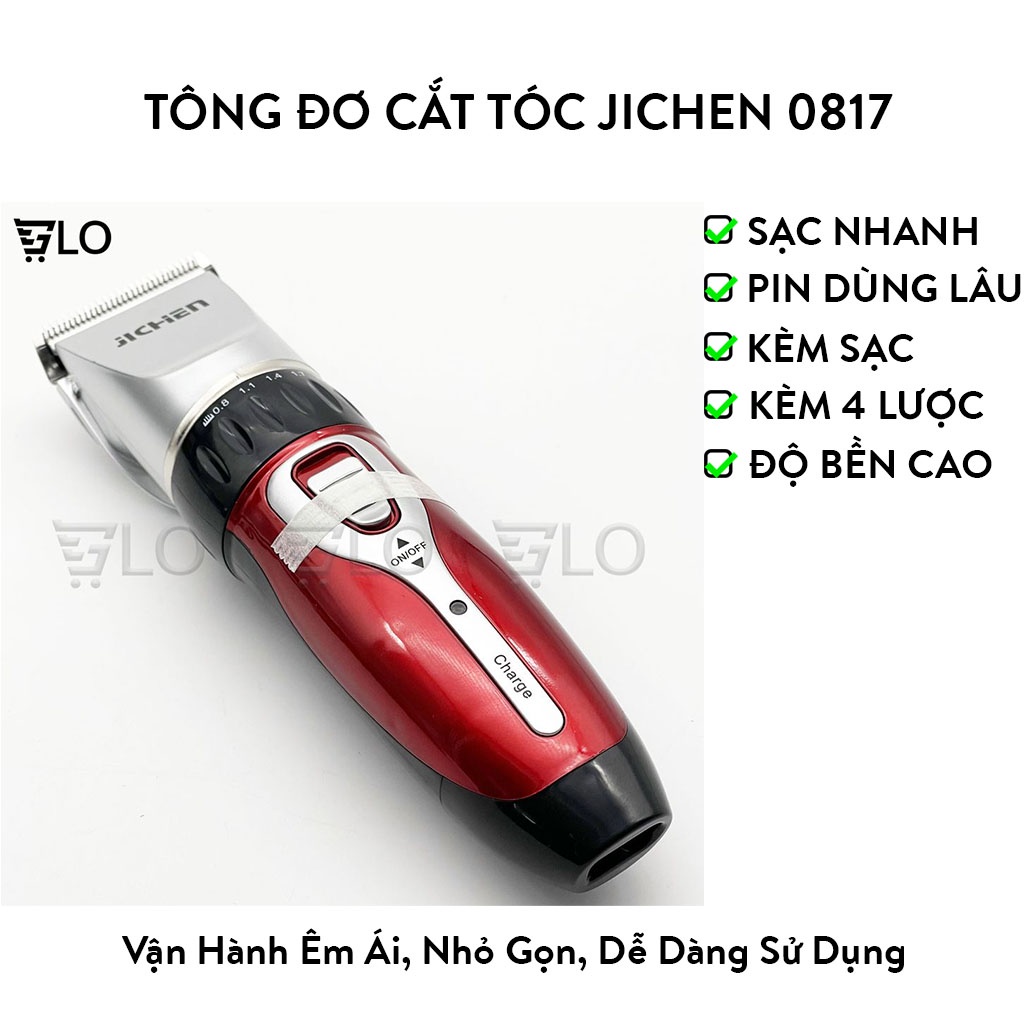 Tông Đơ Cắt Tóc JICHEN 0817 Có 4 Cỡ Lược Chính Hãng Bảo Hành 6 Tháng