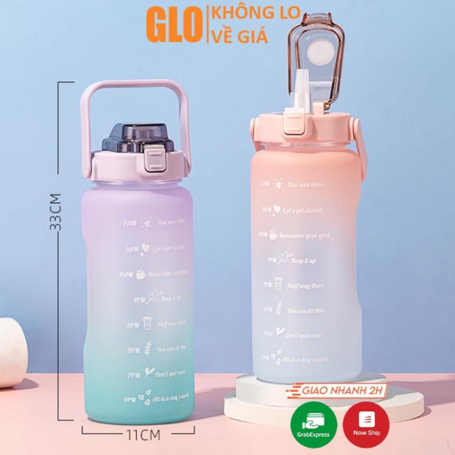 Bình Nước 2 Lít Chia Vạch Dành Cho Người Tập Gym Người Lười Uống Nước