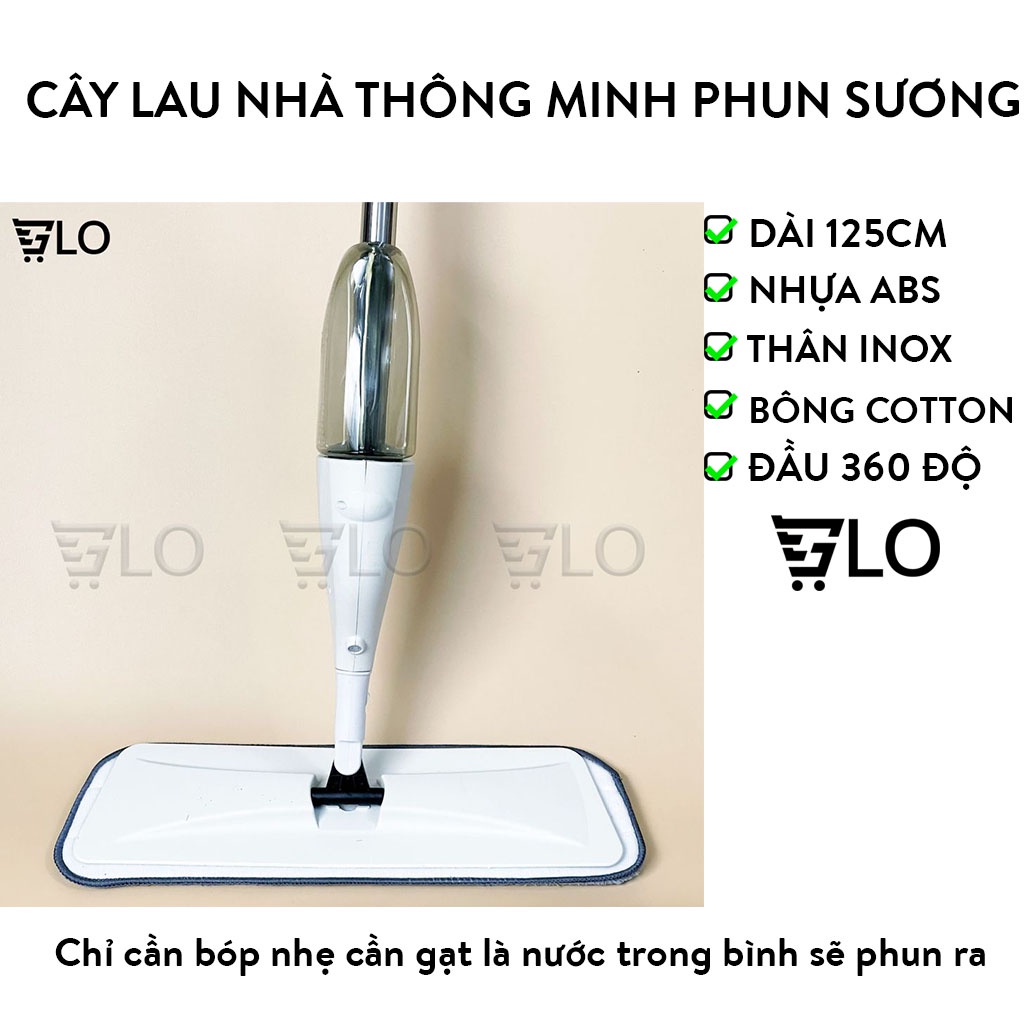 Cây Lau Nhà Thông Minh Phun Sương, Lau Dọn Dễ Dàng 2 Trong 1, Đầu Xoay 360 Độ