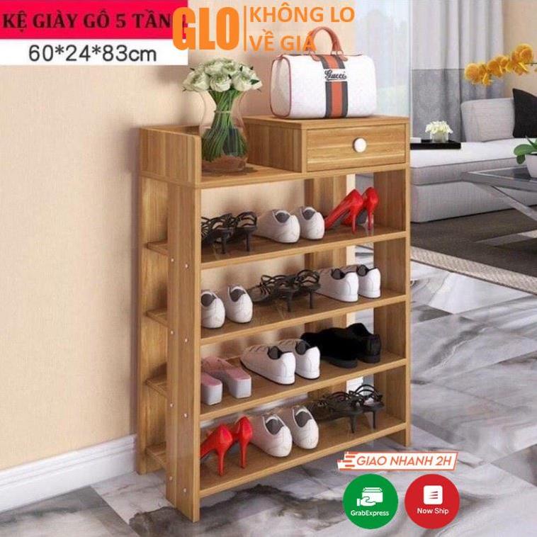 Kệ Giày Bằng Gỗ 5 Tầng Có Ngăn Kéo
