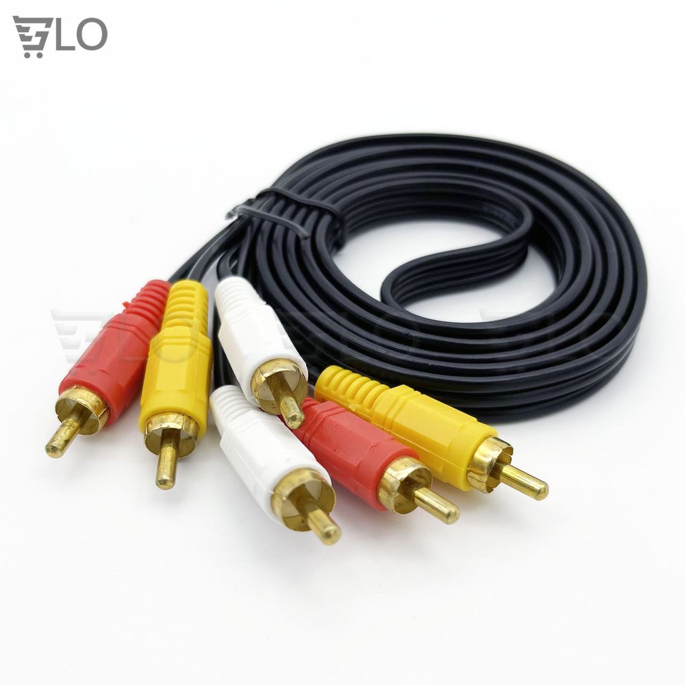 Dây Loa AV 6 Đầu Jack Hoa Sen RCA Dài 1.35M Hàng Xịn Bóc Thiết Bị, Đầu Jack Chắc Chắn, Đàn Hồi Tốt, Dây Lõi Đồng To