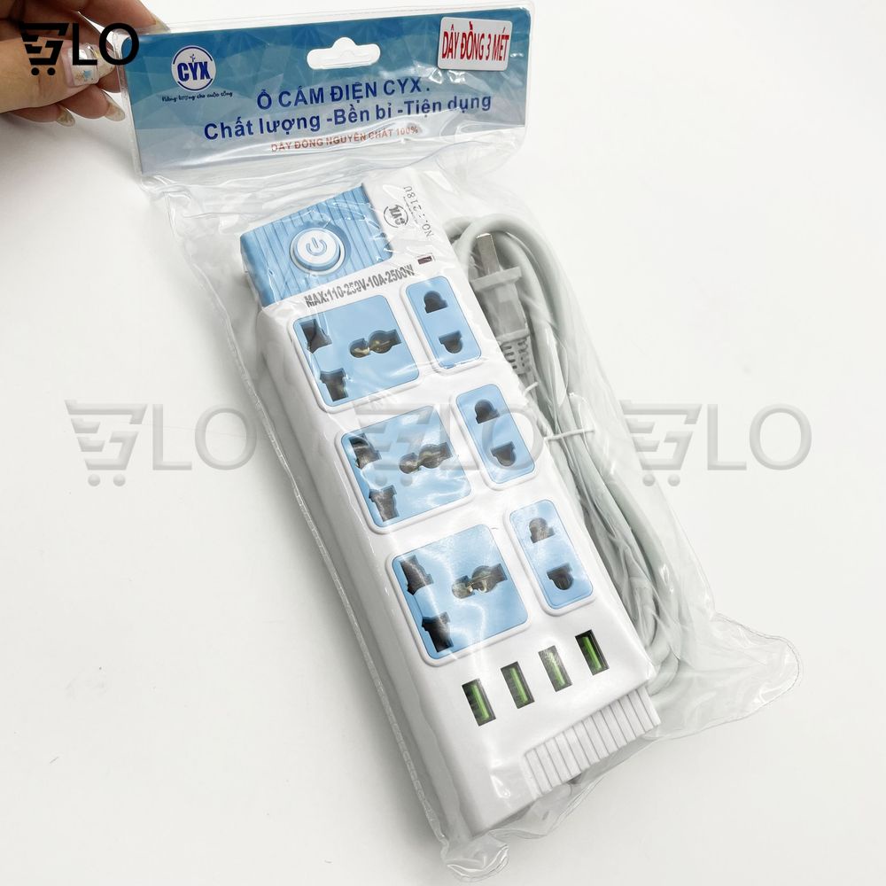 Ổ Cắm Điện CYX K208 K218 K238 Tích Hợp Cổng Sạc USB Đa Năng, Nhiều Lỗ Cắm, Công Suất 2500W