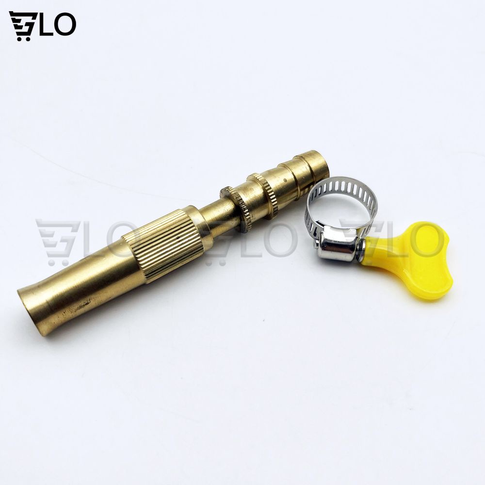 Đầu Vòi Xịt Tăng Áp Mini Bằng Đồng Phun Nước Rửa Xe, Tưới Cây Tăng Áp Đa Năng Có Đai Siết Ống Đi Kèm