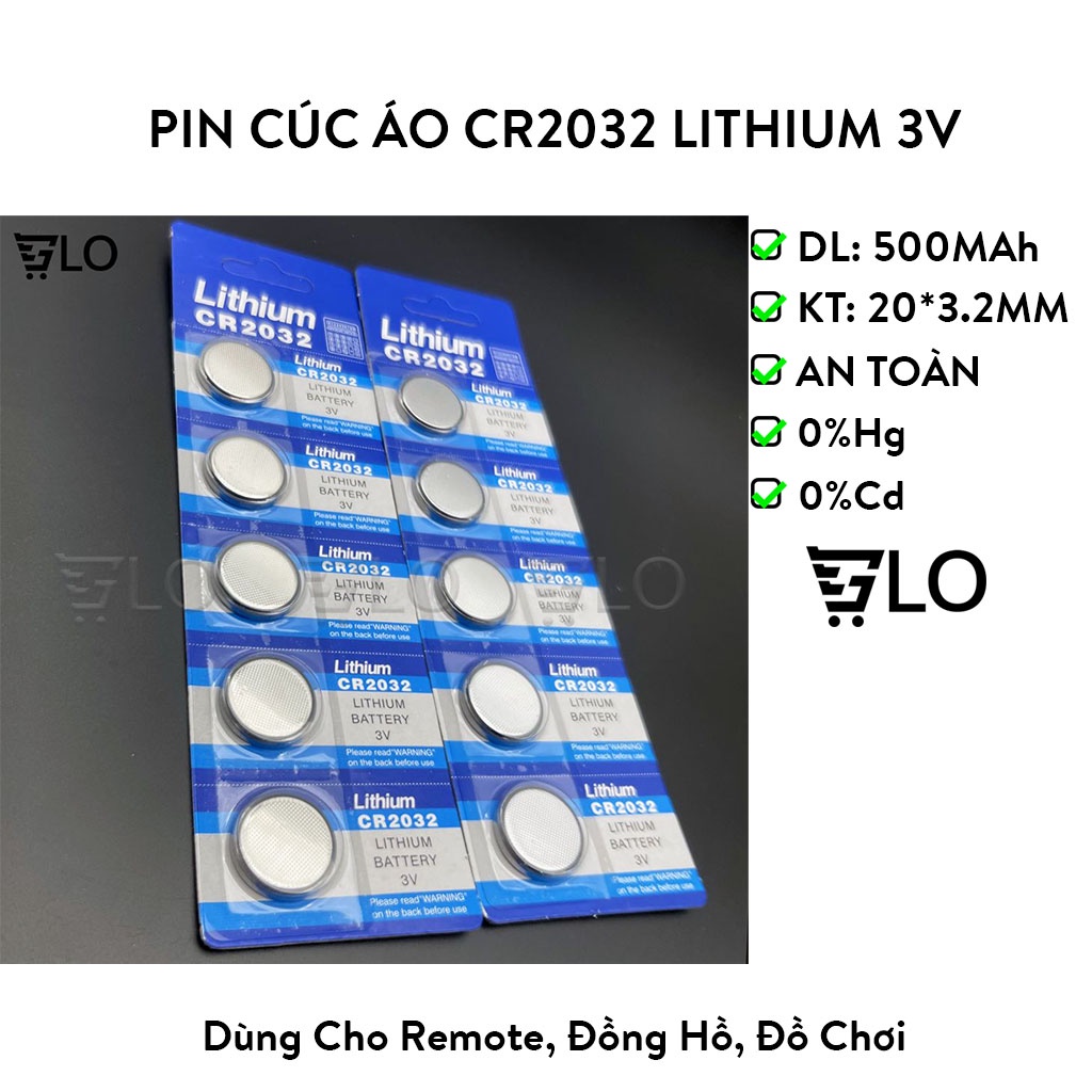 Pin Cúc Áo CR2032 Lithium 3V (Vỉ 5 Viên) Dùng Cho CMOS Máy Tính, Remote Smartkey Xe Máy
