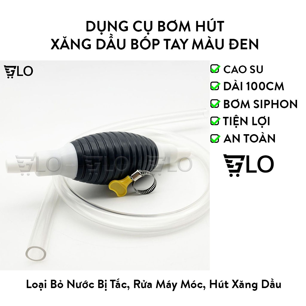 Dụng Cụ Ống Bơm Hút Xăng Dầu Chất Lỏng Bóp Tay 1M Màu Đen