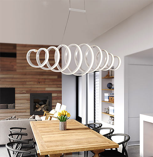 Đèn treo thả trần led hình lò xo Qiao QJ8892