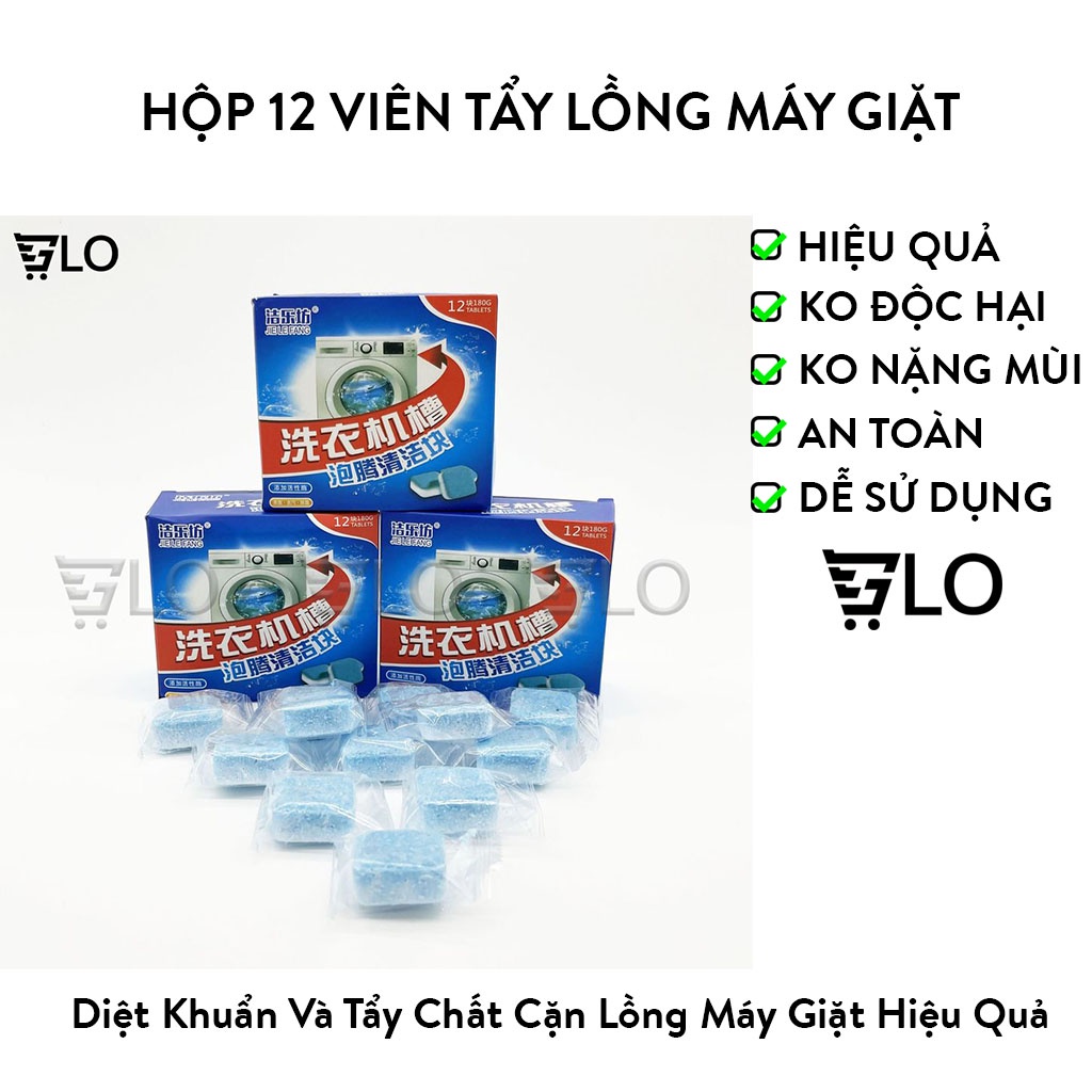 Hộp 12 Viên Tẩy Vệ Sinh Lồng Máy Giặt Diệt Khuẩn Và Tẩy Chất Cặn Lồng Máy Giặt Hiệu Quả