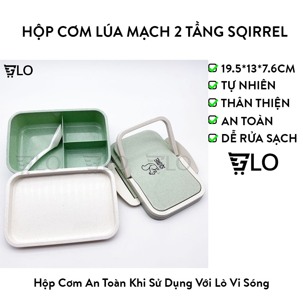 Hộp Cơm Lúa Mạch 2 Tầng SQIRREL