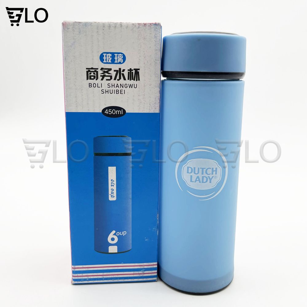 Bình Nước 6oup Thủy Tinh Màu Giữ Nhiệt Bọc Nhựa 450ml