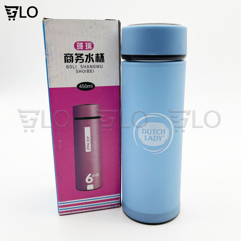 Bình Nước 6oup Thủy Tinh Màu Giữ Nhiệt Bọc Nhựa 450ml