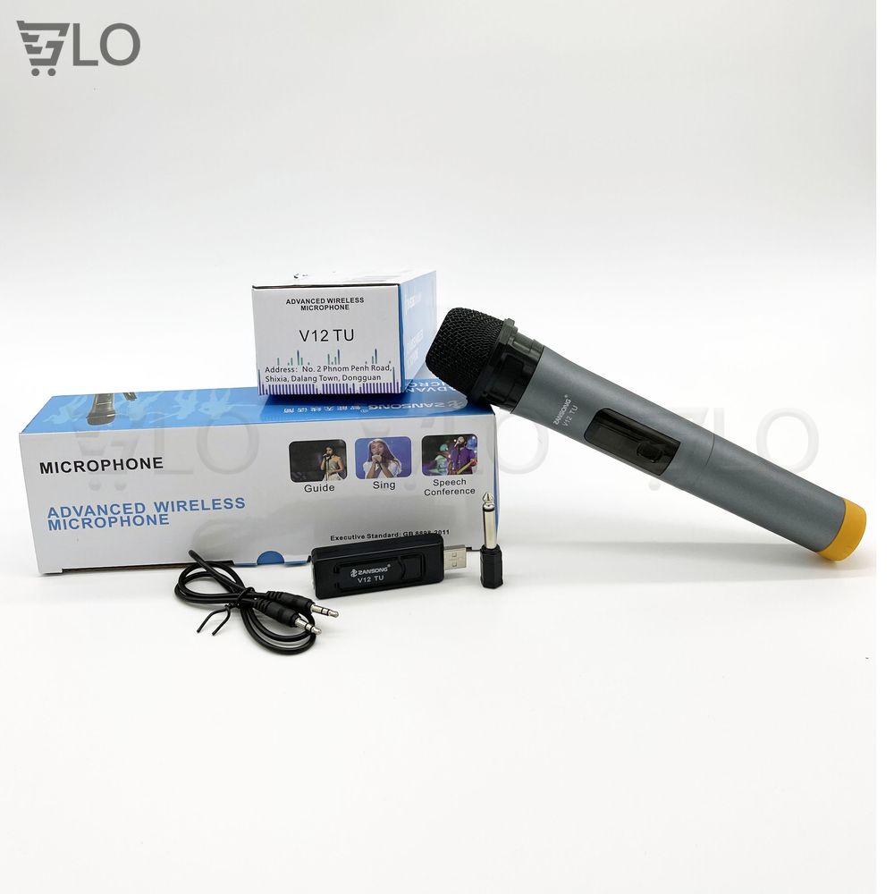 Micro Không Dây Đa Năng Zansong V12 Màn Hình Led Chống Hú Tốt, Hút Âm