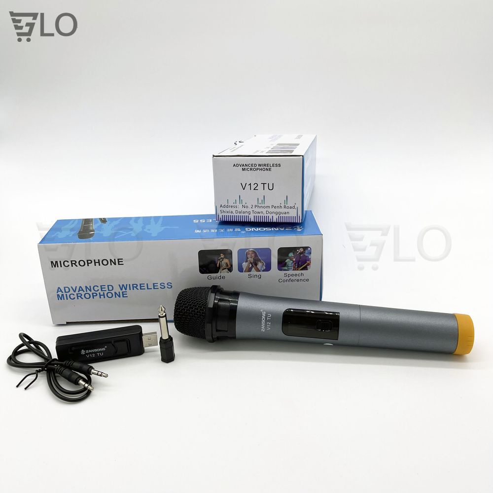 Micro Không Dây Đa Năng Zansong V12 Màn Hình Led Chống Hú Tốt, Hút Âm