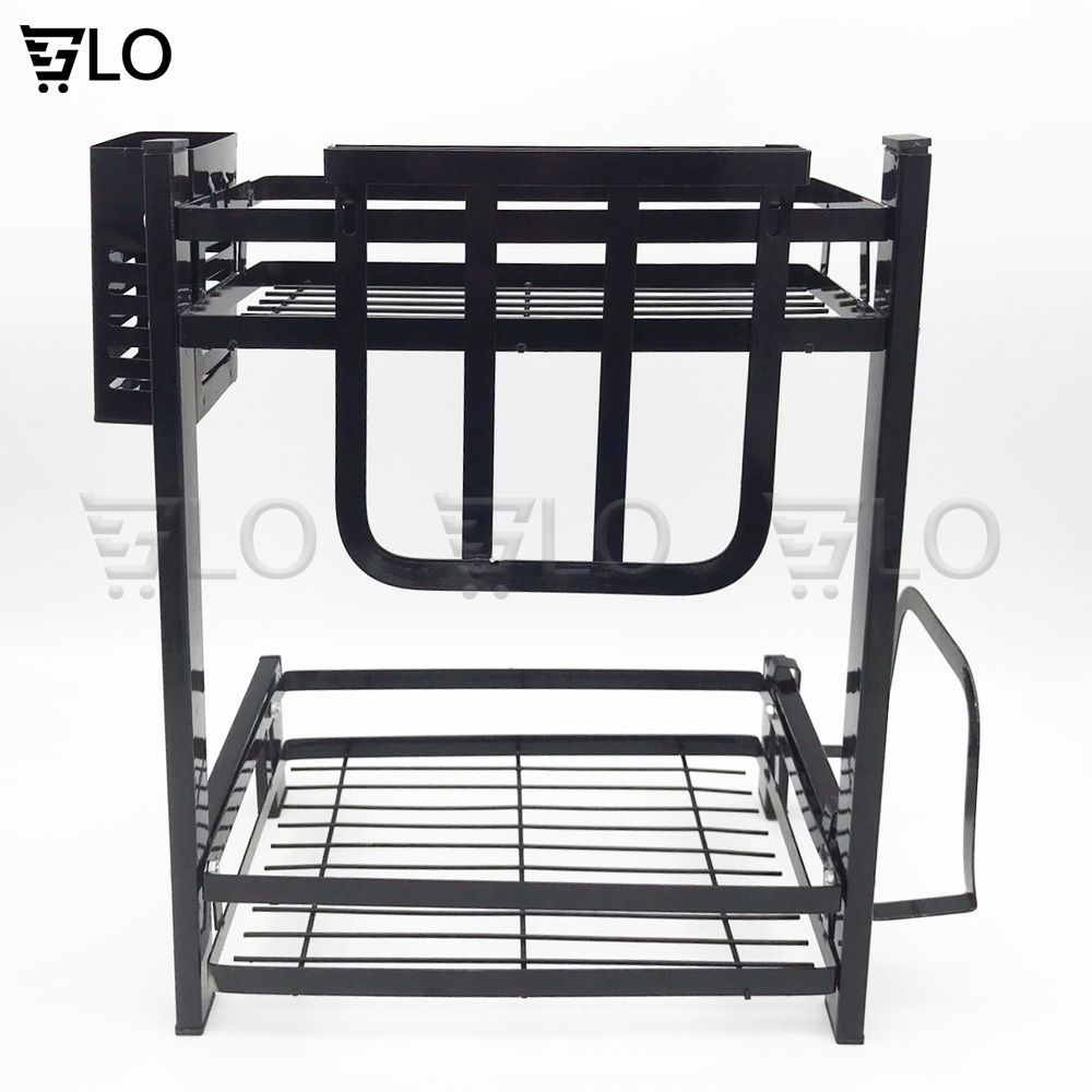 Kệ Đựng Gia Vị 2 Tầng Inox Kích thước 52x32x2.5cm Phủ Sơn Tĩnh Điện Mẫu Mới Để Bàn Cao Cấp