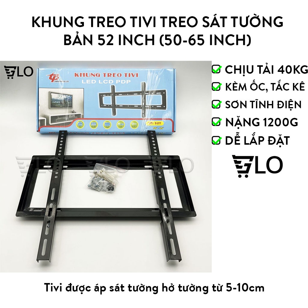 Khung Treo Tivi Thẳng Treo Sát Tường Bản 52inch (37-65inch)