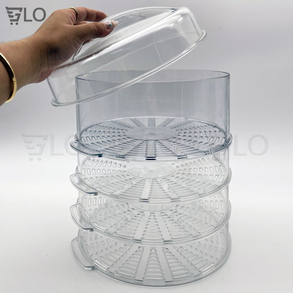 Lồng Bàn Trong Suốt 4 Tầng Đậy Thức Ăn Giữ Nhiệt, Chống Bụi, Chất Liệu Nhựa Mica
