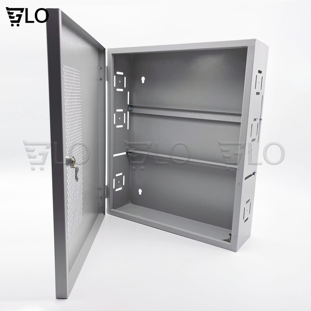 Tủ Điện, Rack Mạng, Đựng Đầu Ghi Camera 44x37x12cm Sơn Tĩnh Điện Có Khóa