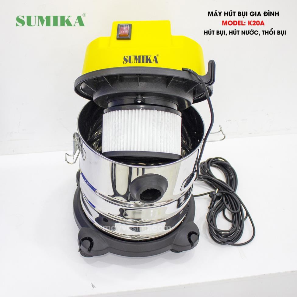 Máy hút bụi gia đình Sumika K20A - hút bụi, hút nước và thổi, motor 100% lõi đồng Italy