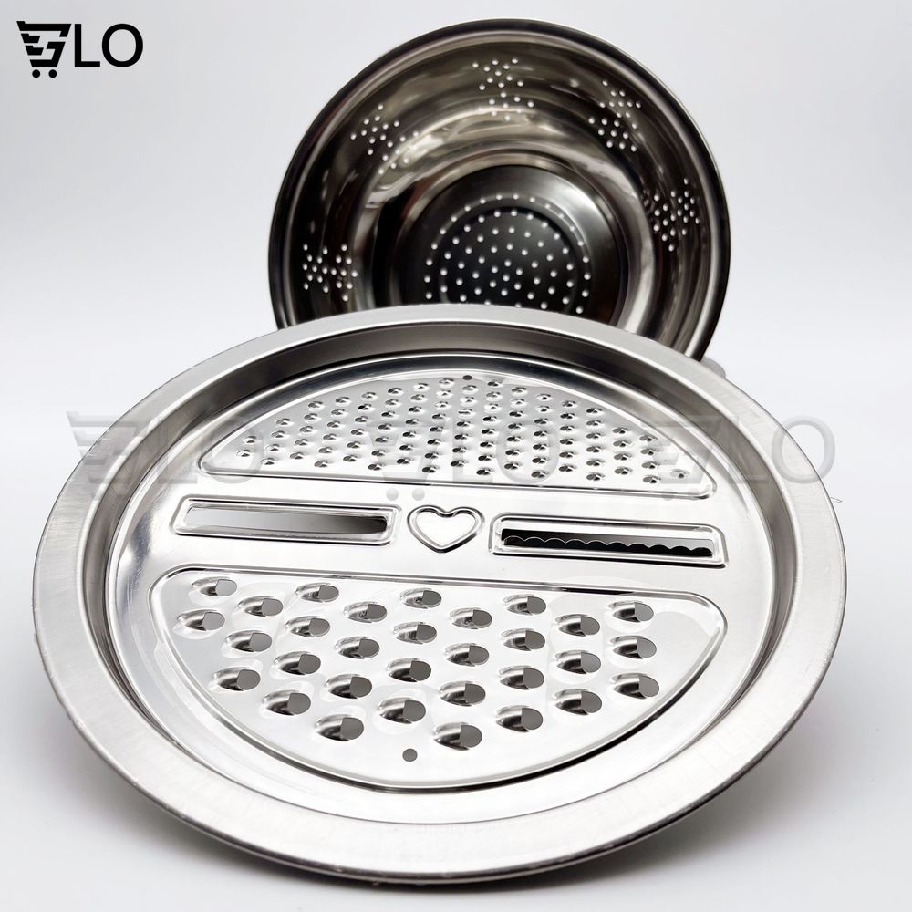 Bộ Bào Nạo Rau Củ Kiêm Rổ Và Chậu Inox Cao Cấp Đa Năng