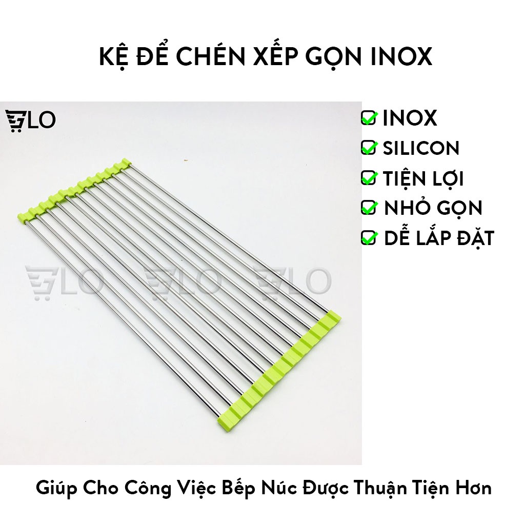 Kệ Để Chén Xếp Gọn Inox Gắn Bồn Rửa Chén