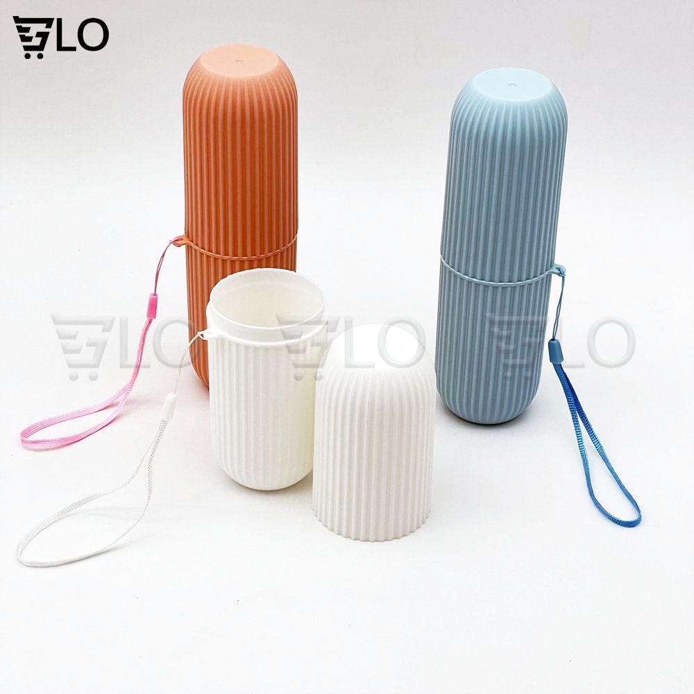 Hộp Đựng Bàn Chải Và Tuýp Kem Tròn Có Vân Kiêm Cốc Đánh Răng Du Lịch Văn Phòng Gọn Gàng Sạch Sẽ
